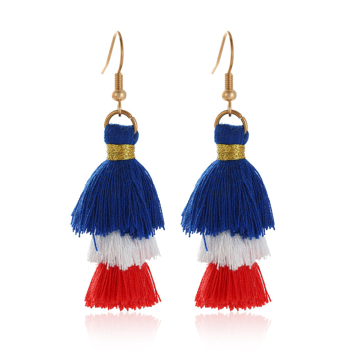 Women's star-shaped enamel earrings with USA flag motif and gold-plated fish Bowlift
