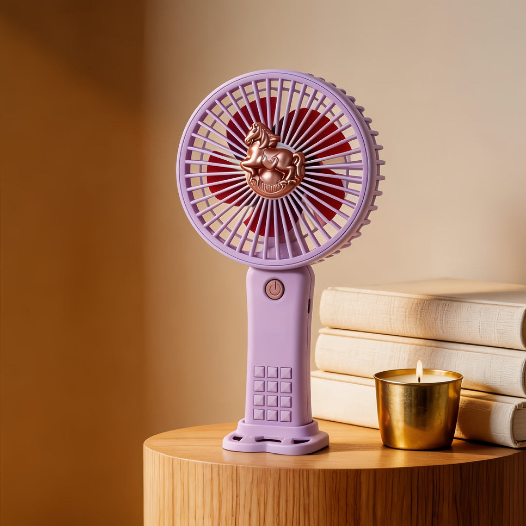 Ladies portable hand fan with creative horse design Bowlift