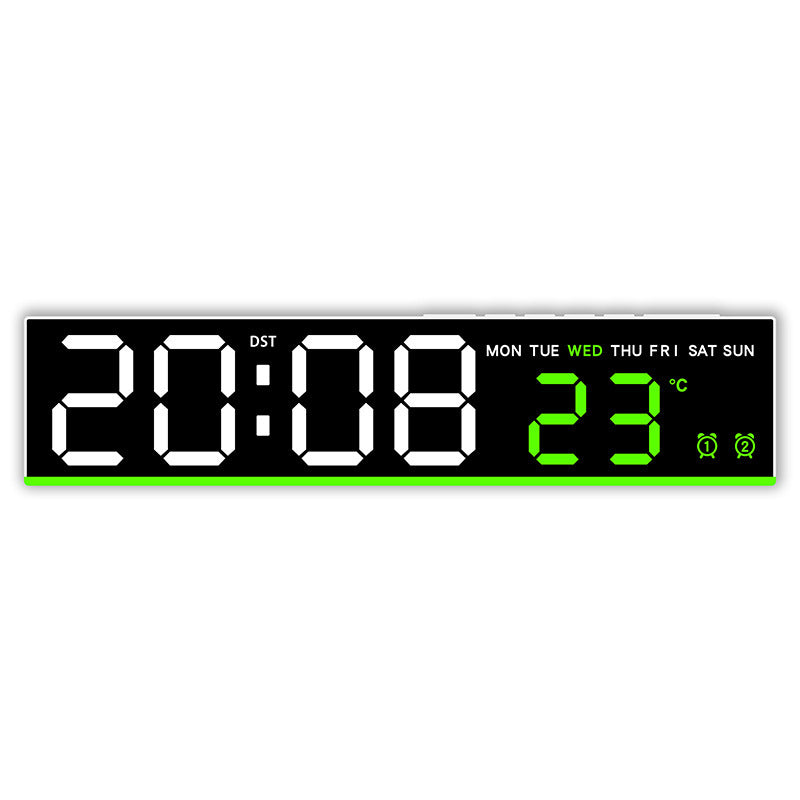 Digital wall clock with large LED digits and temperature display Bowlift