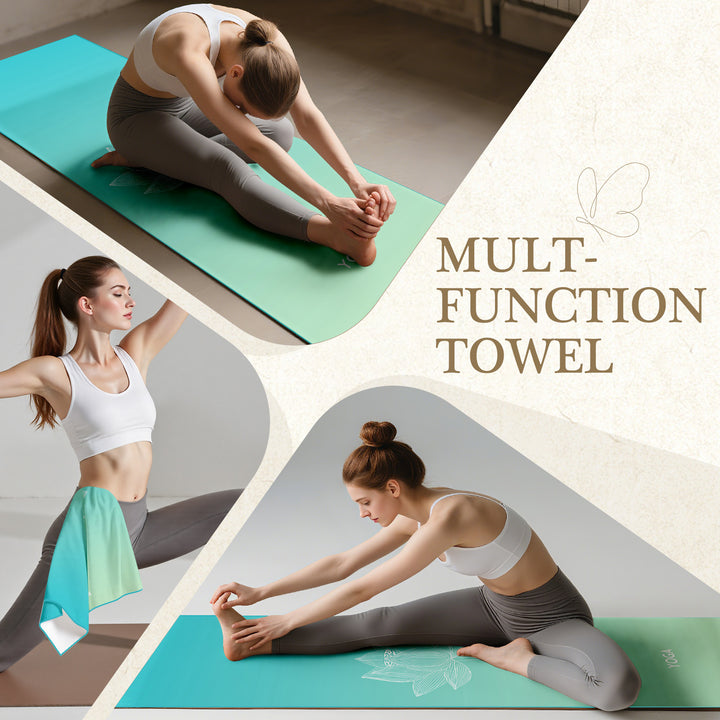 Quick-Drying Non-Slip Microfiber Yoga Towel with Mandala Grip Pattern Bowlift