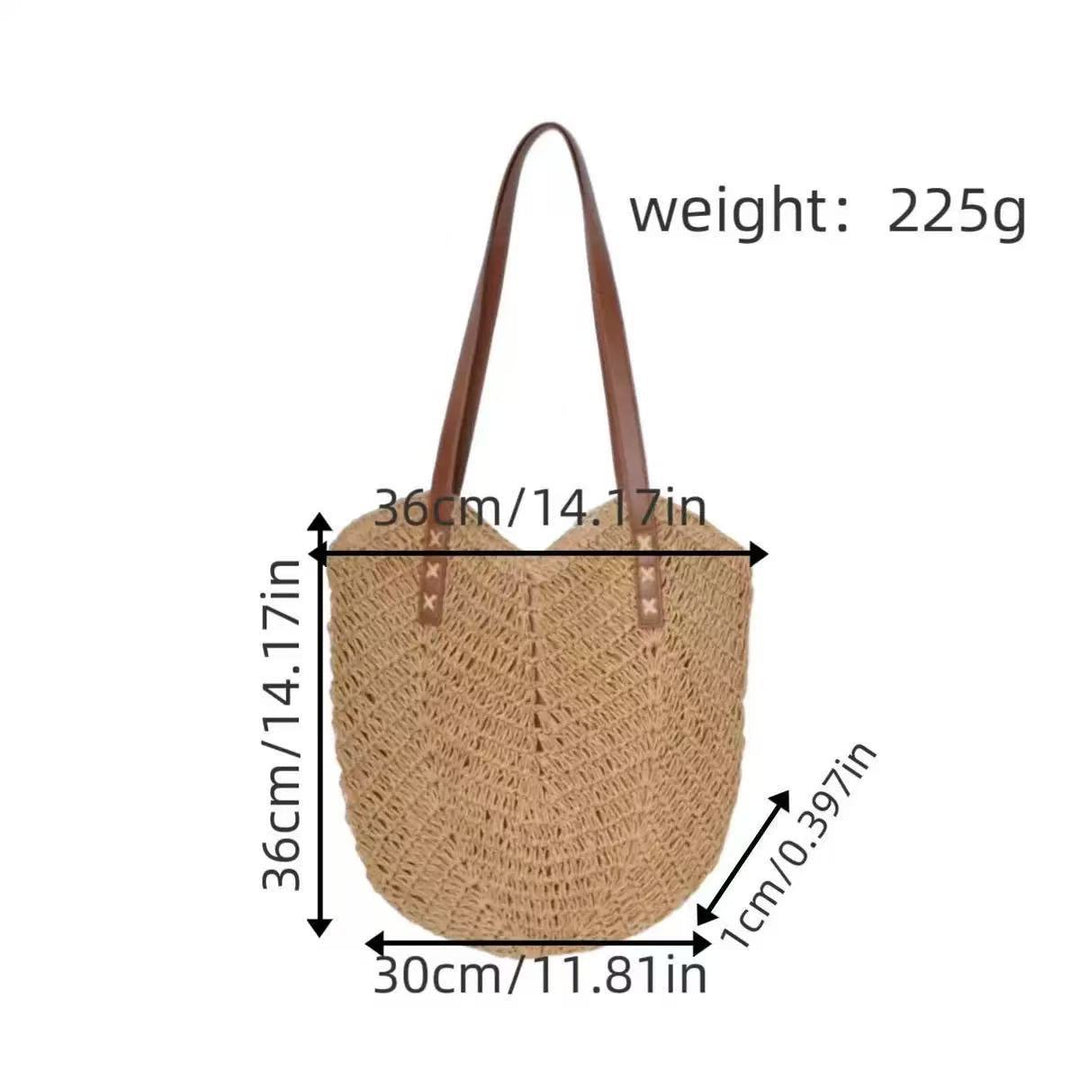 Beach bag with fashionable woven pattern and robust leather straps Bowlift