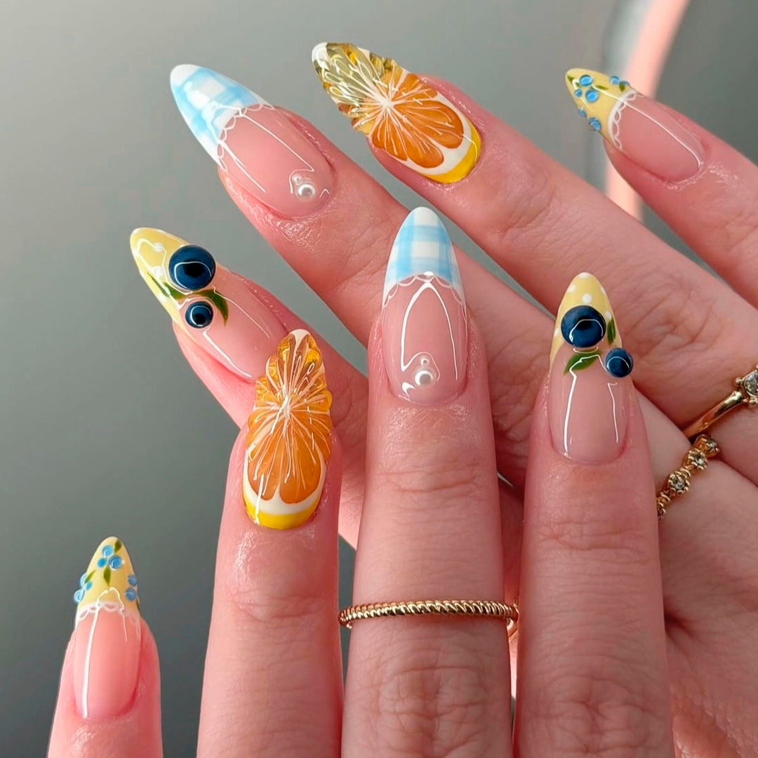 Artistic Nail Extensions with Creative Floral Design Bowlift