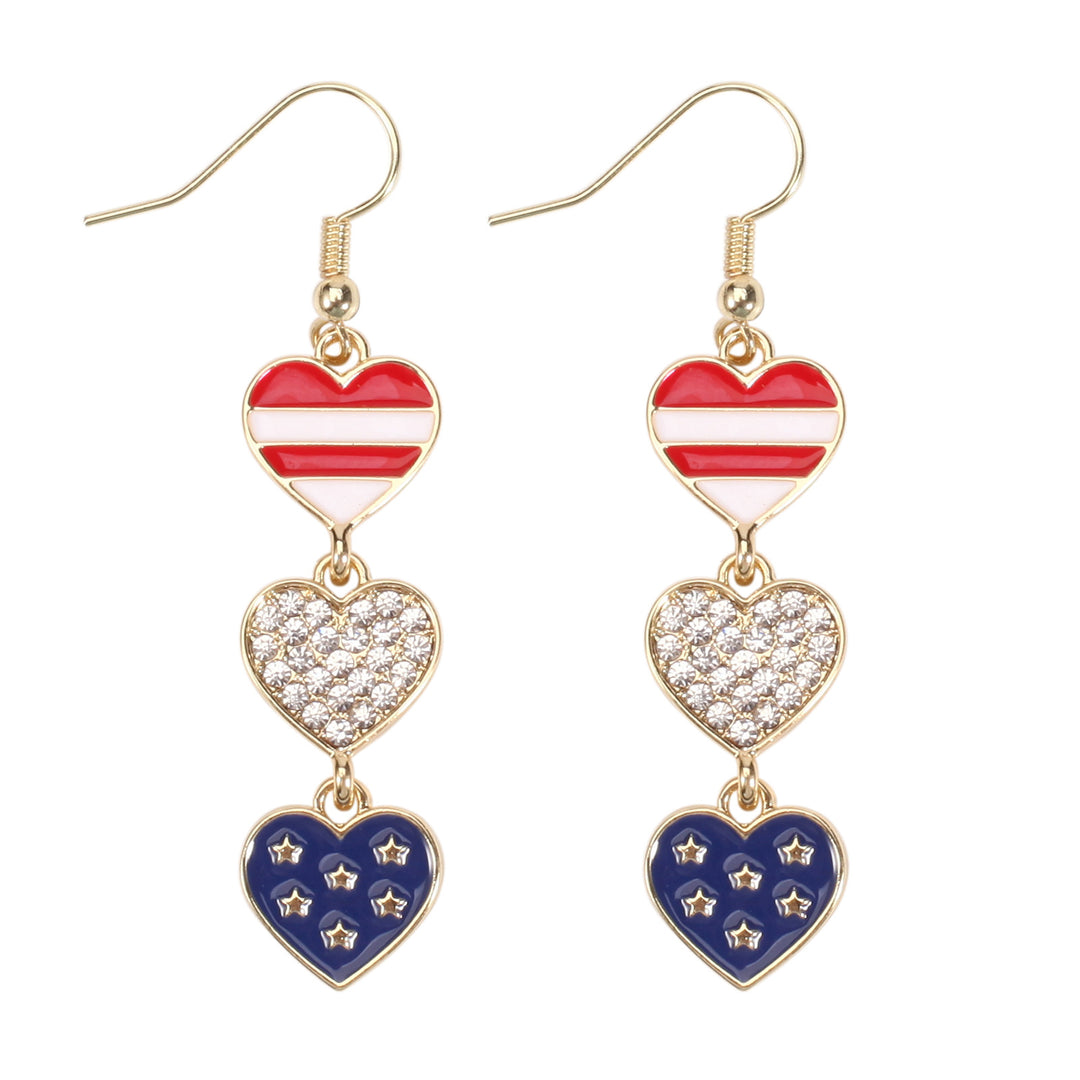 Women's filigree earrings in flag design with crystal stripes and enamel trim Bowlift