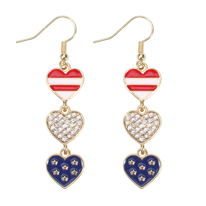 Women's filigree earrings in flag design with crystal stripes and enamel trim Bowlift