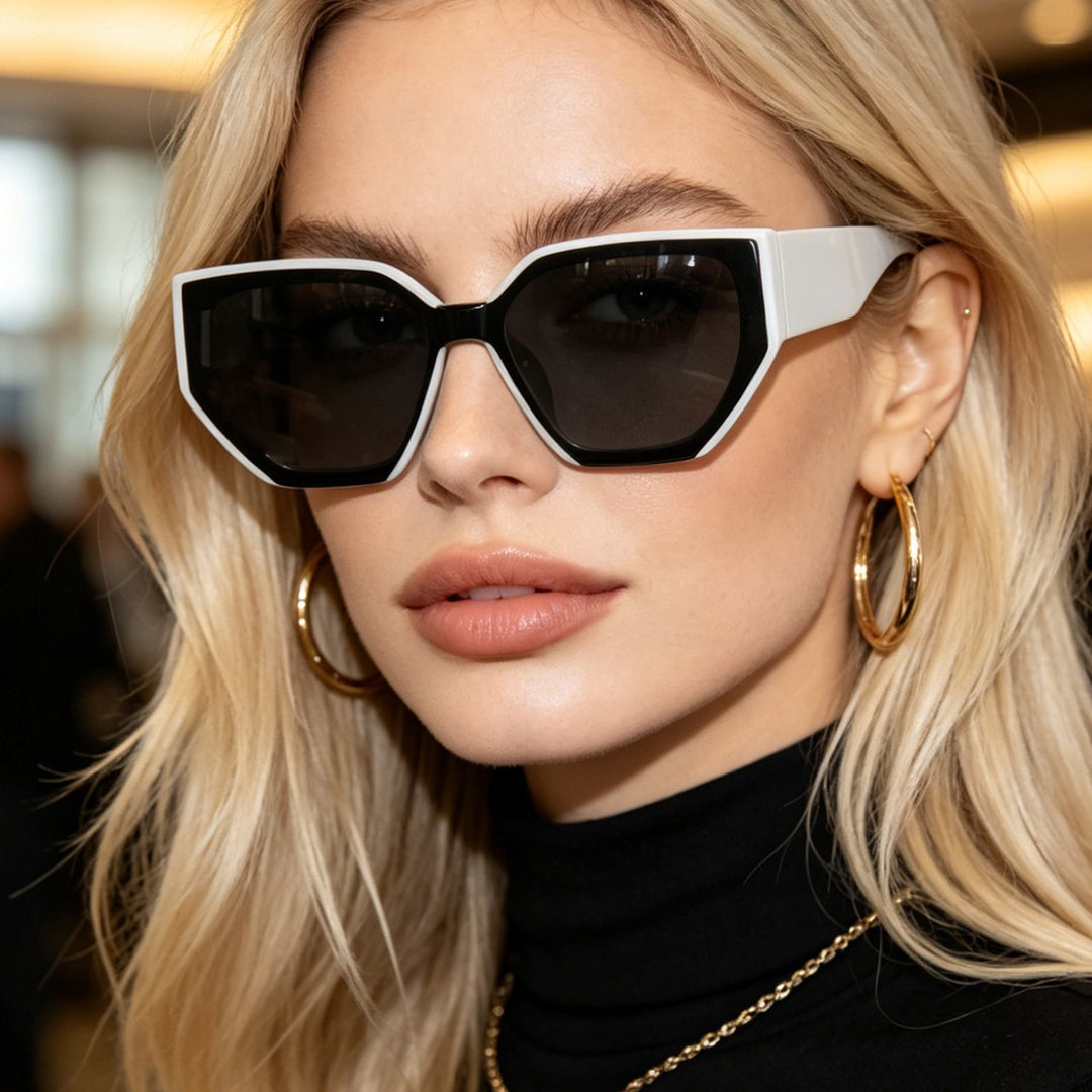 Women's fashionable oversized sunglasses with trendy hexagon design Bowlift