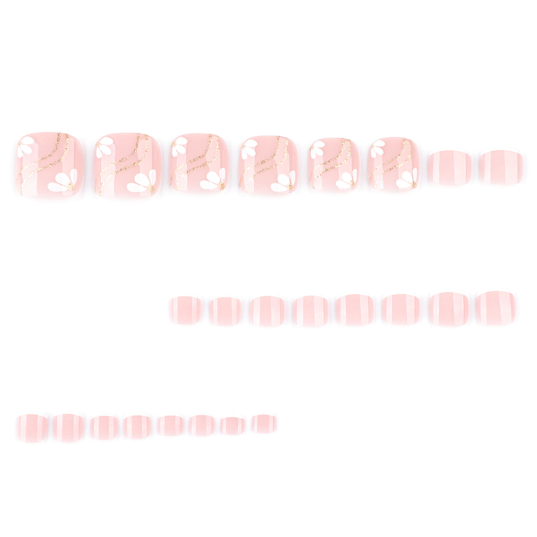 Nail art with elegant blooming designs and glitter accents Bowlift