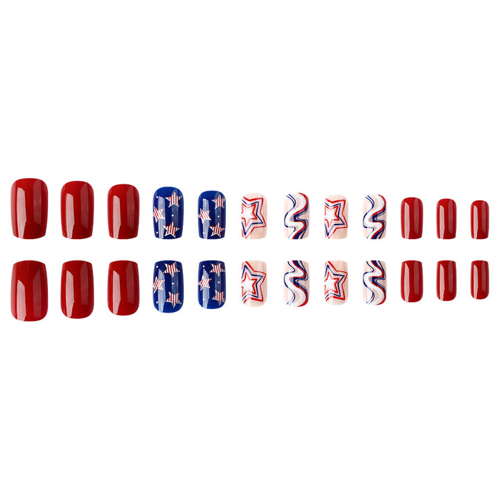 Themed Press-On Nail Art Set with Star Design Bowlift