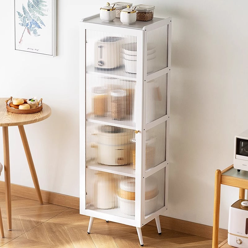 Display case with transparent glass door and multiple storage compartments Bowlift