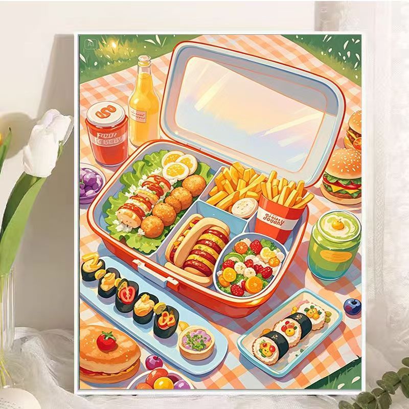 Picnic-Themed Food Illustration Wall Art Bowlift