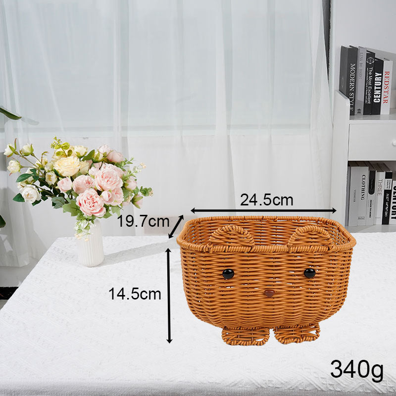 Cute Animal-Themed Woven Storage Basket Bowlift