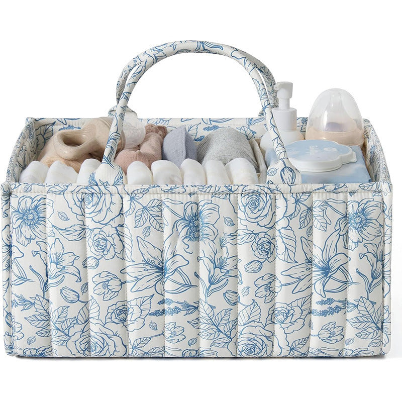 Storage basket with carrying handles and elegant floral pattern Bowlift