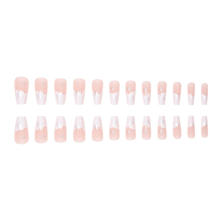 Elegant French Tip Press-On Nails with Star Accents Bowlift