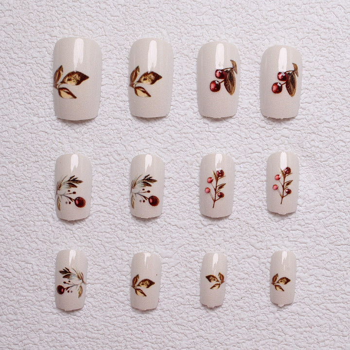 Elegant Holiday-Themed Press-On Nails Bowlift