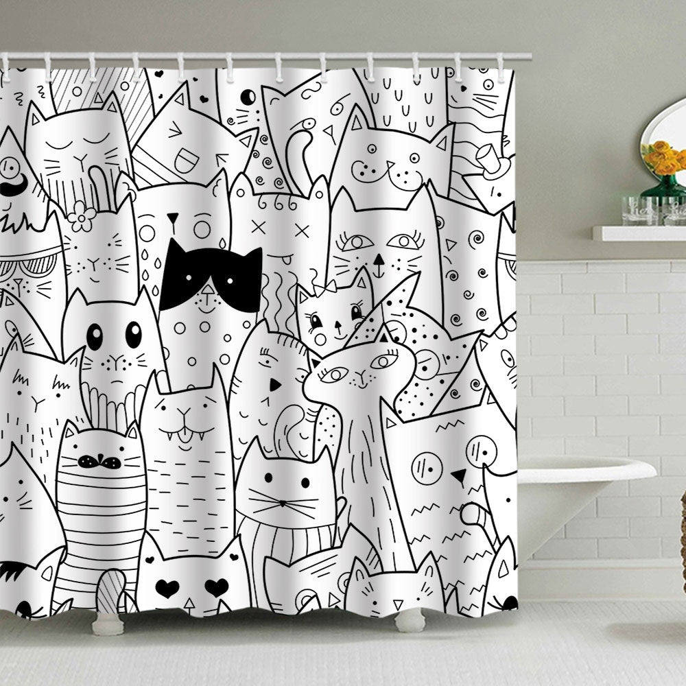 Artistic Dog Illustration Shower Curtain Bowlift