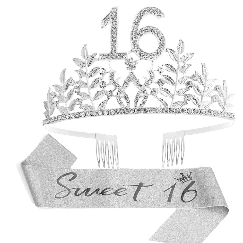 Women's Glamorous Birthday Crown with Shining Rhinestones Bowlift