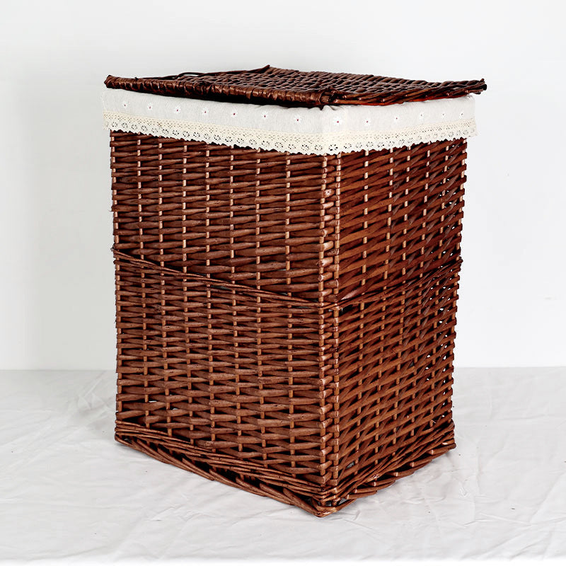 Women's laundry basket with elegant fabric cover and decorative elements Bowlift