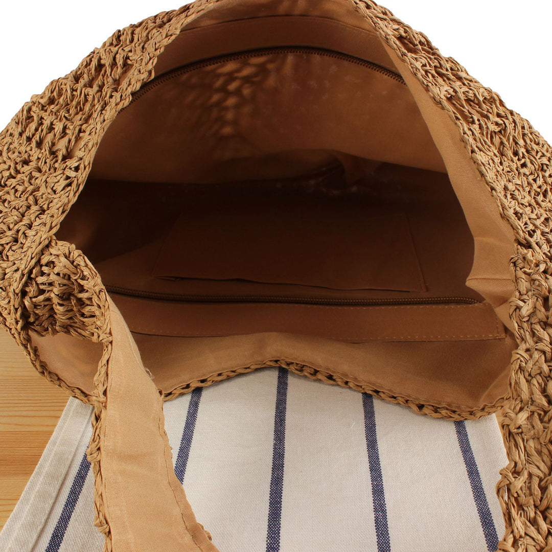 Hand-knotted tote bag with intricate wave pattern Bowlift