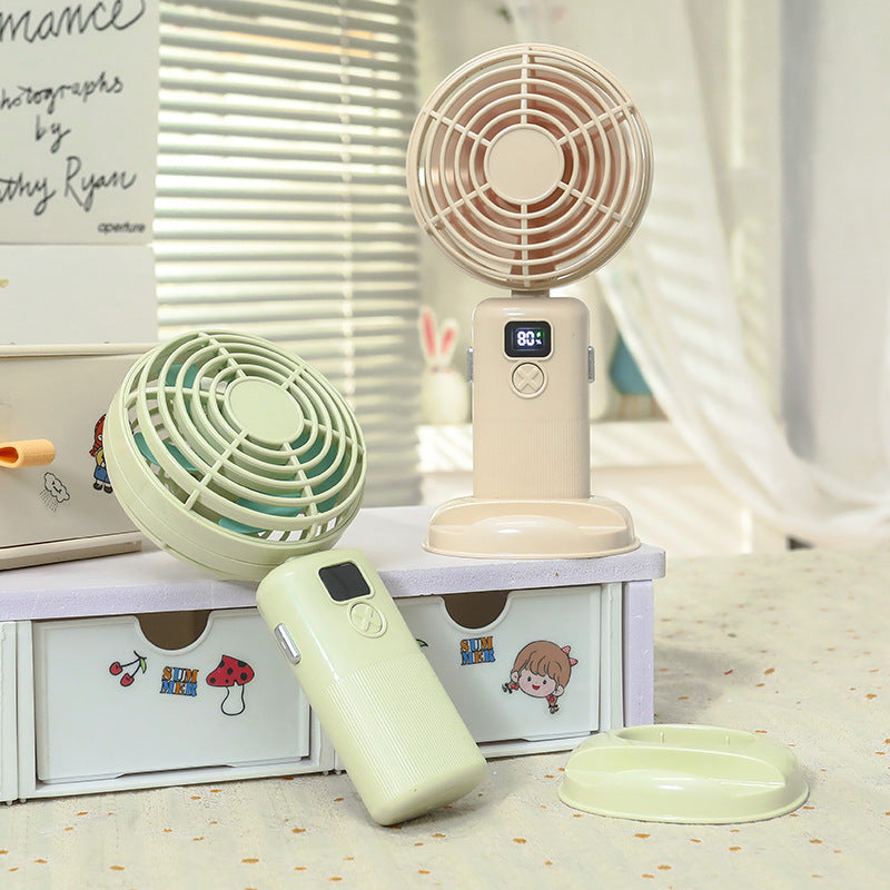 Women's Portable Mini Fan with Digital Display Bowlift