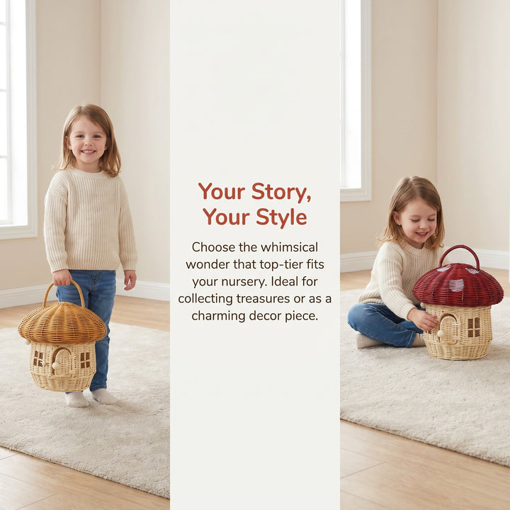 Playful storage basket in mushroom design Bowlift