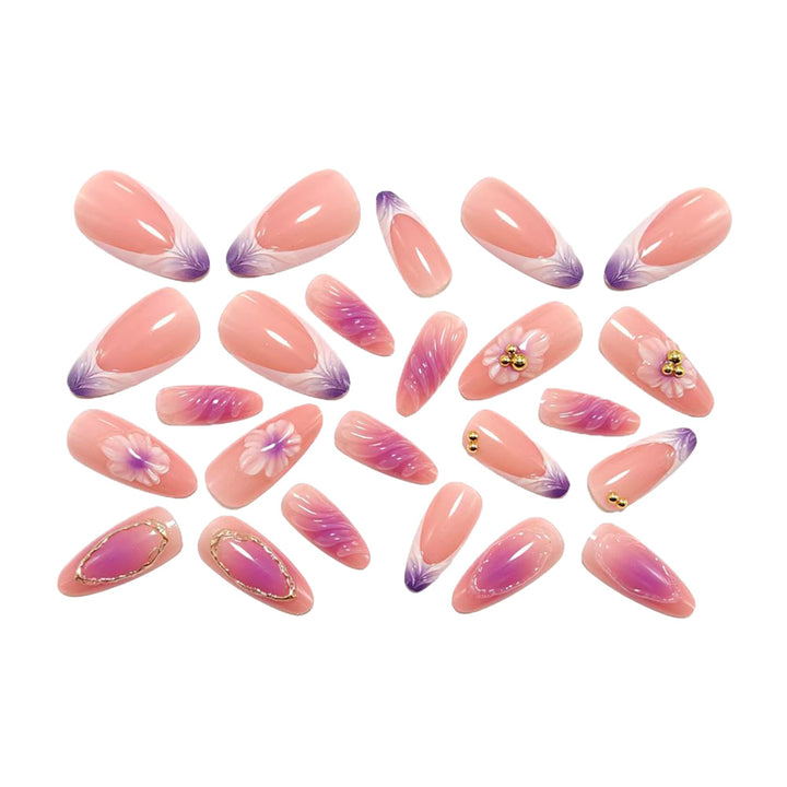 Artificial nails with luxurious 3D flower and glitter design Bowlift