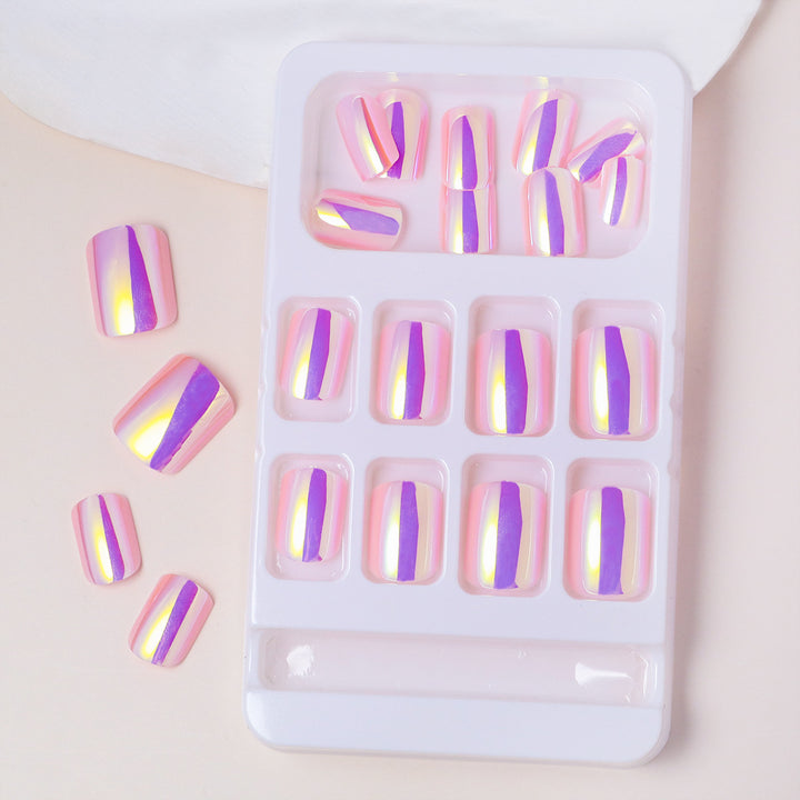 Elegant Iridescent Press-On Nail Tips Bowlift