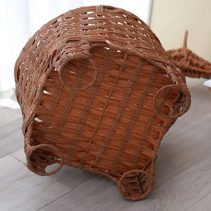 Decorative rattan storage basket with animal design Bowlift