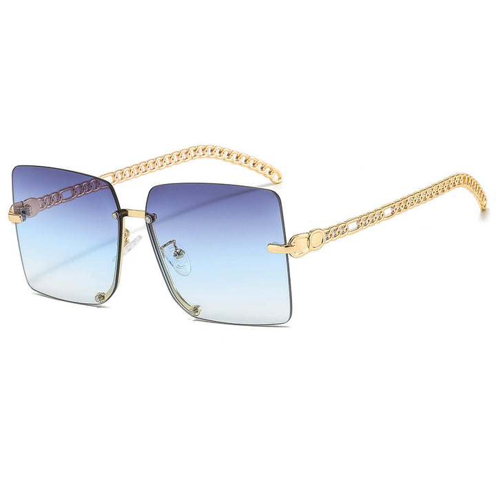 Women's fashionable sunglasses with luxurious chain arm and rectangular frame Bowlift