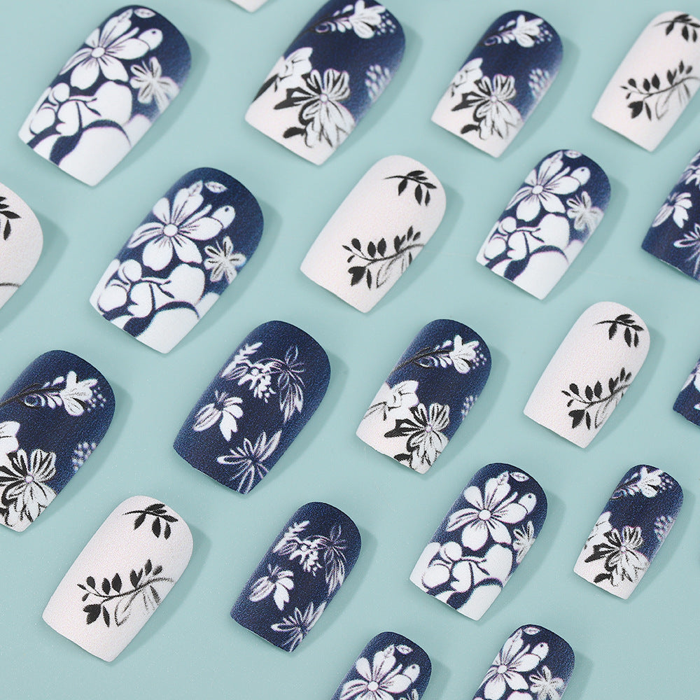 Artificial nails with floral matte design Bowlift