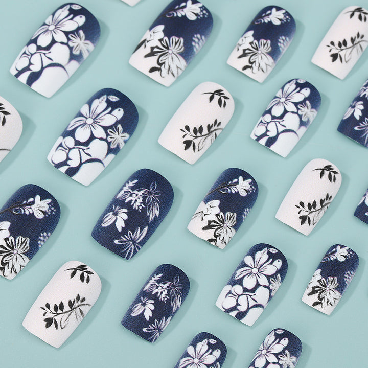 Artificial nails with floral matte design Bowlift