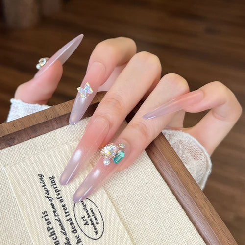 Premium Ombre Glitter Press-On Nail Set Bowlift