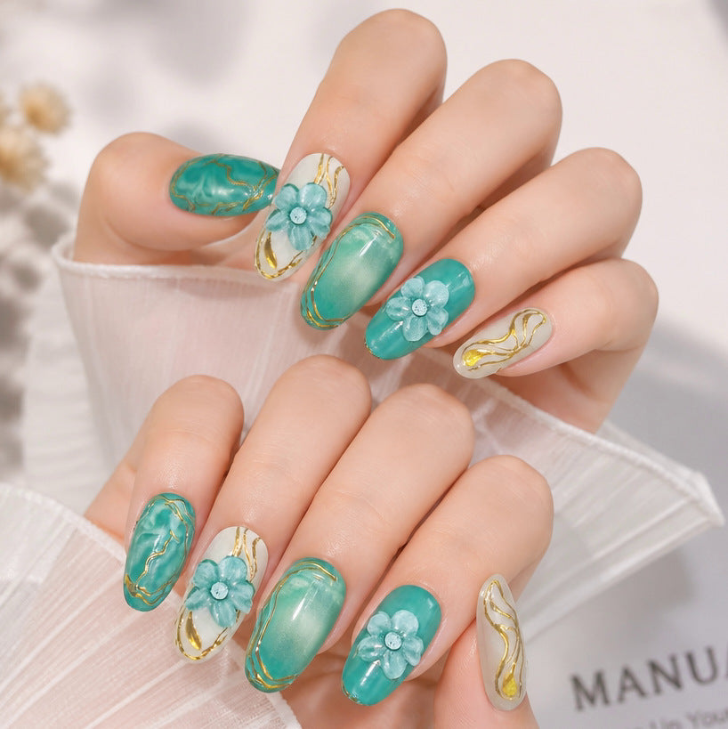 Decorative Floral Press-On Nail Art Set Bowlift