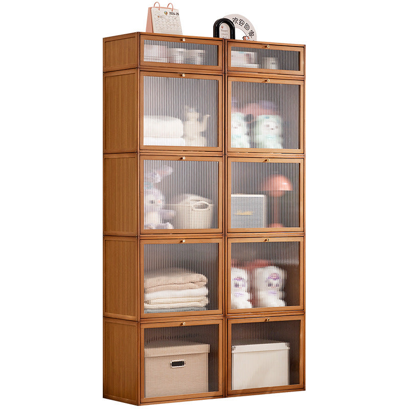 Storage cabinet with transparent doors and stylish bamboo design Bowlift
