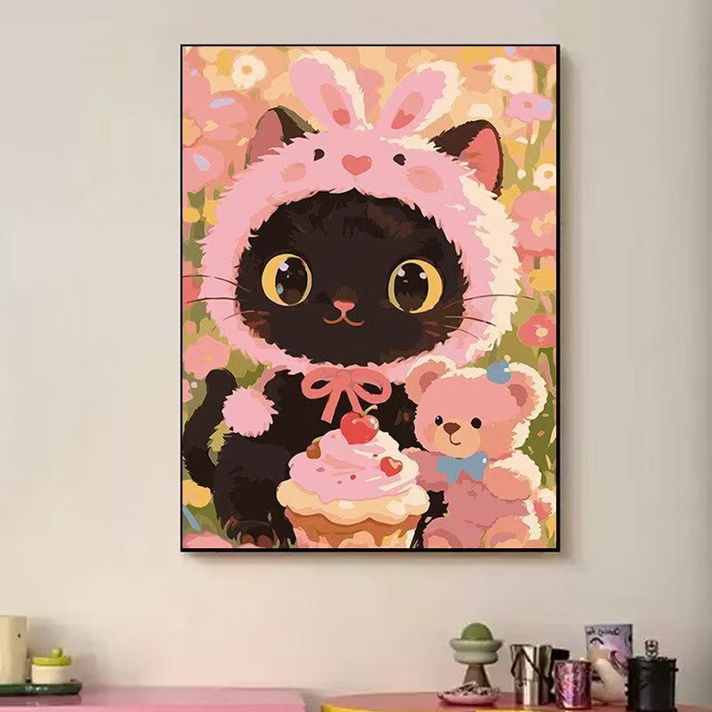 Playful Cat-Themed Illustration Wall Art Bowlift