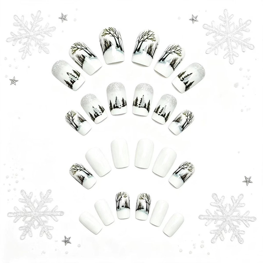Artistic Winter Landscape Nail Art Bowlift