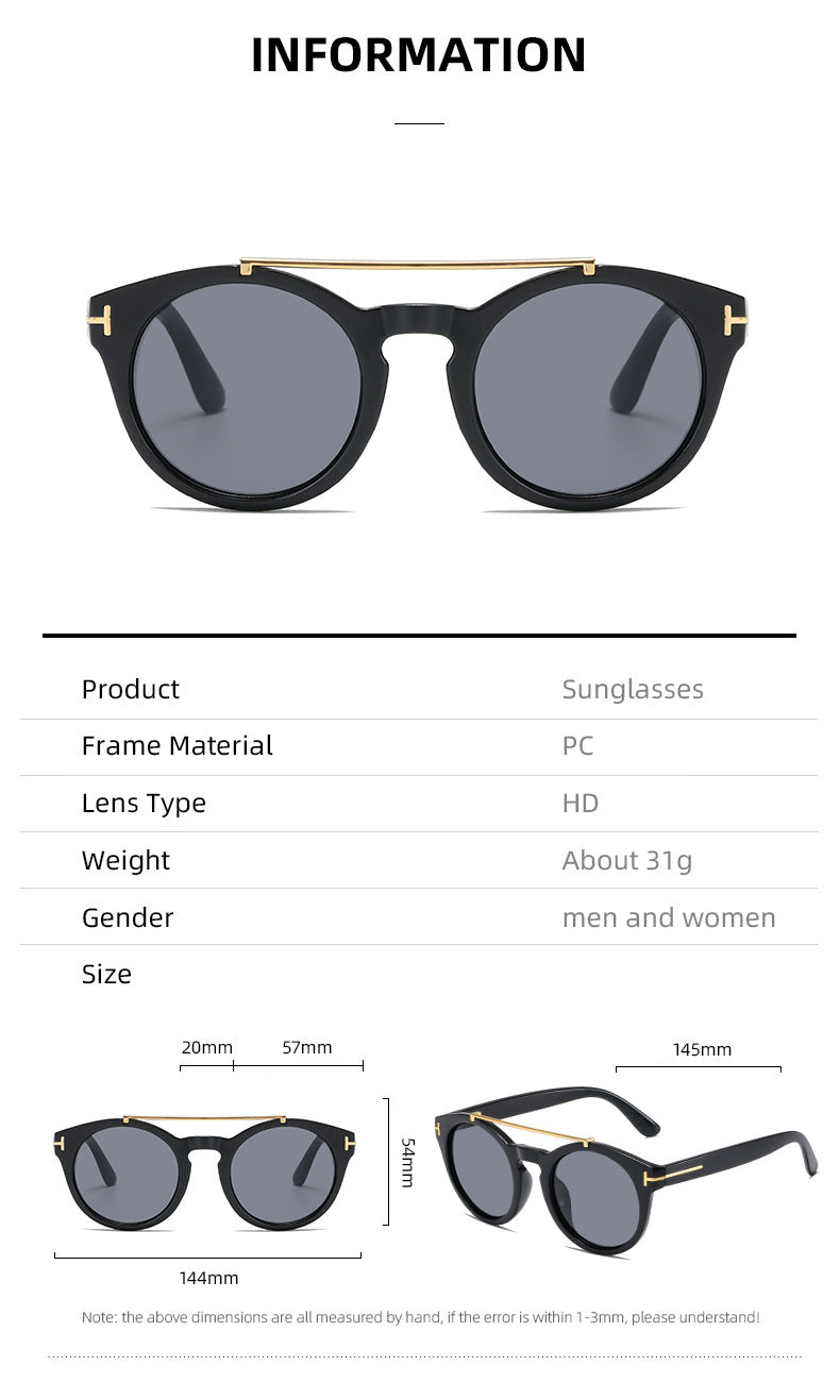 Ladies fashionable sunglasses with elegant round lenses Bowlift