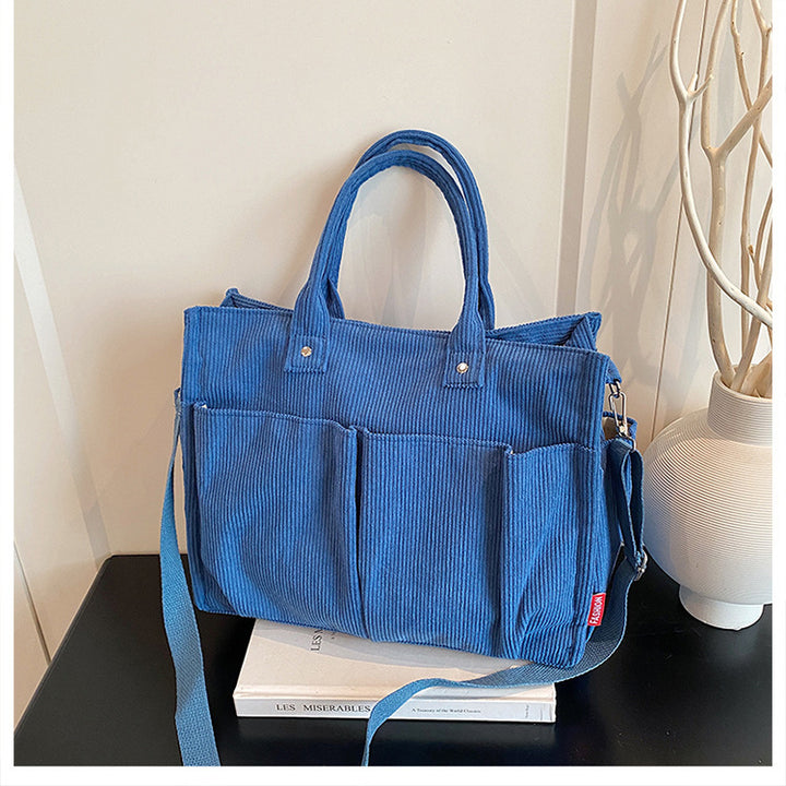 Corduroy Multi-Pocket Tote Bag Bowlift