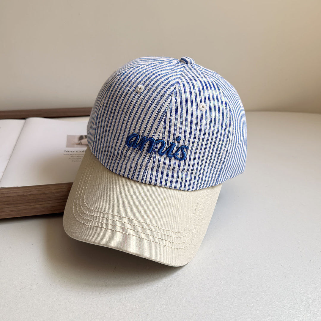 Women's Striped Cotton Baseball Cap Bowlift