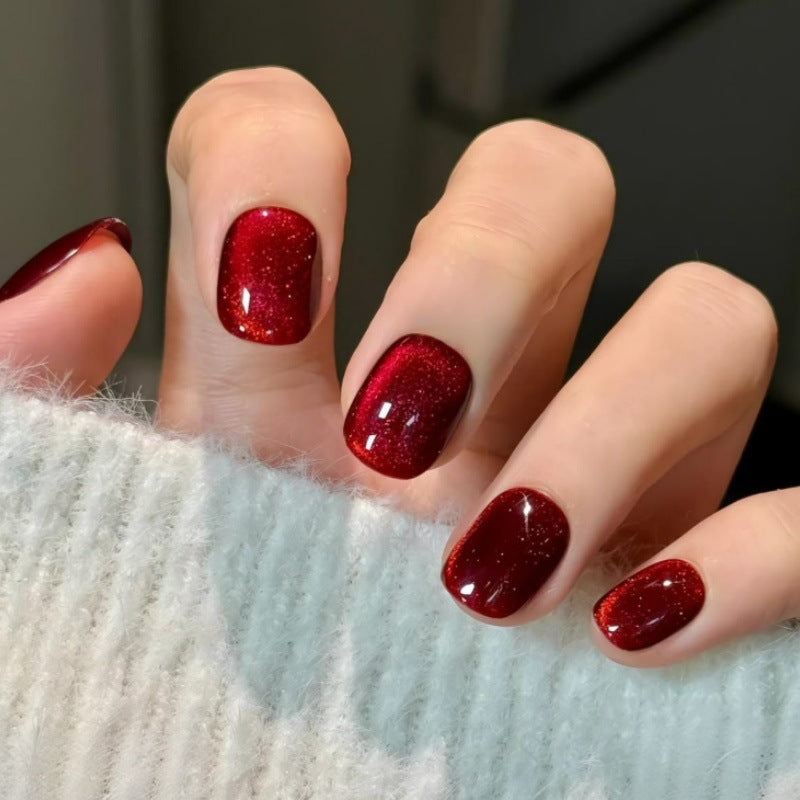 Glittery Short Square Press-On Nail Set Bowlift
