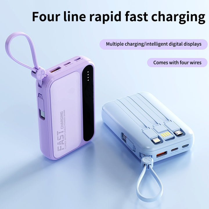 Portable power bank with integrated fast charging ports and multifunctional cable Bowlift