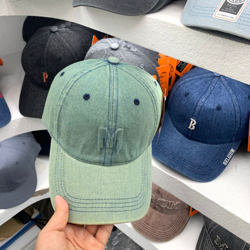 Men's Distressed Denim Baseball Cap Bowlift