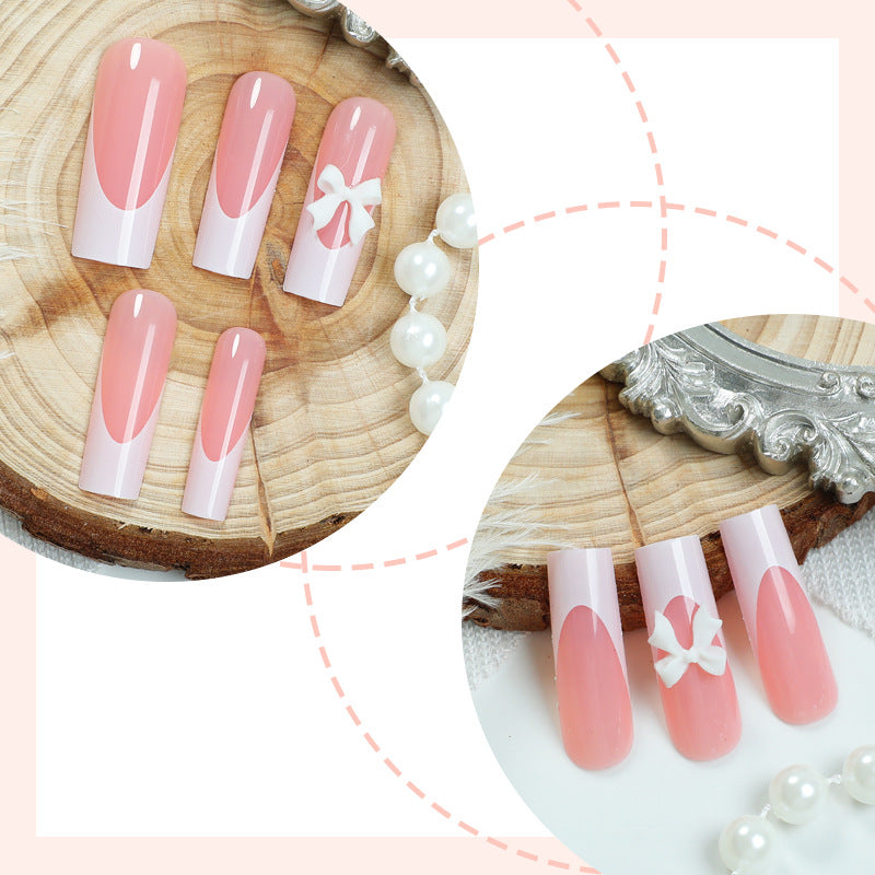Elegant Press-On Nail Set with Decorative Bows Bowlift