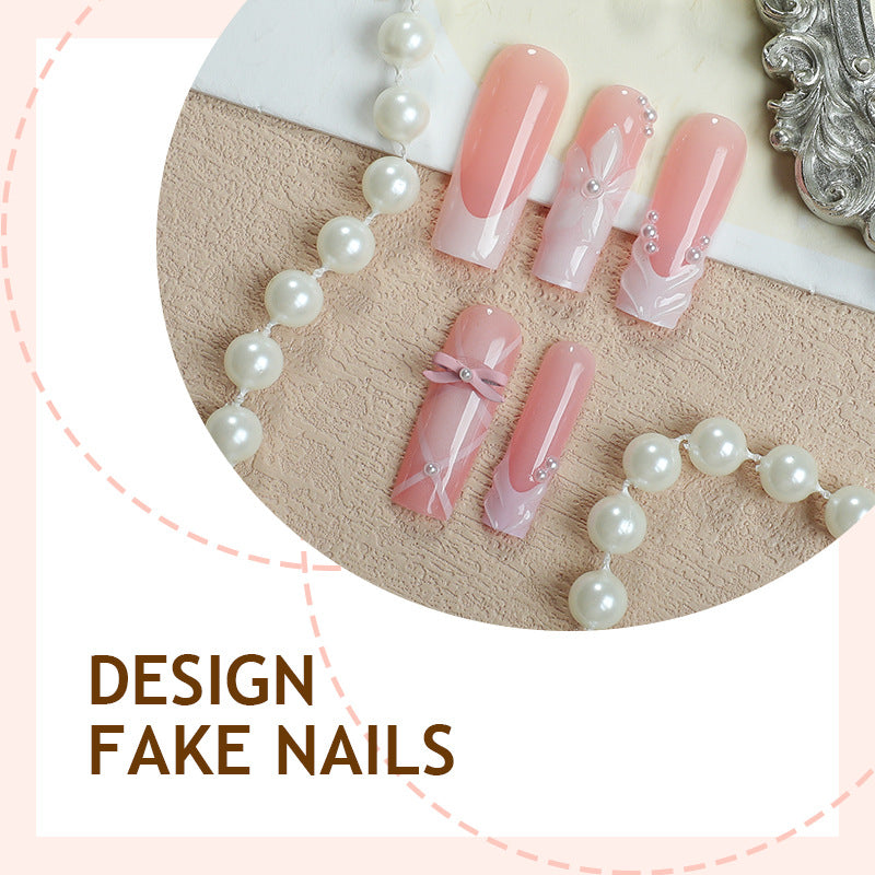 Artificial nail sets with elegant floral accents Bowlift
