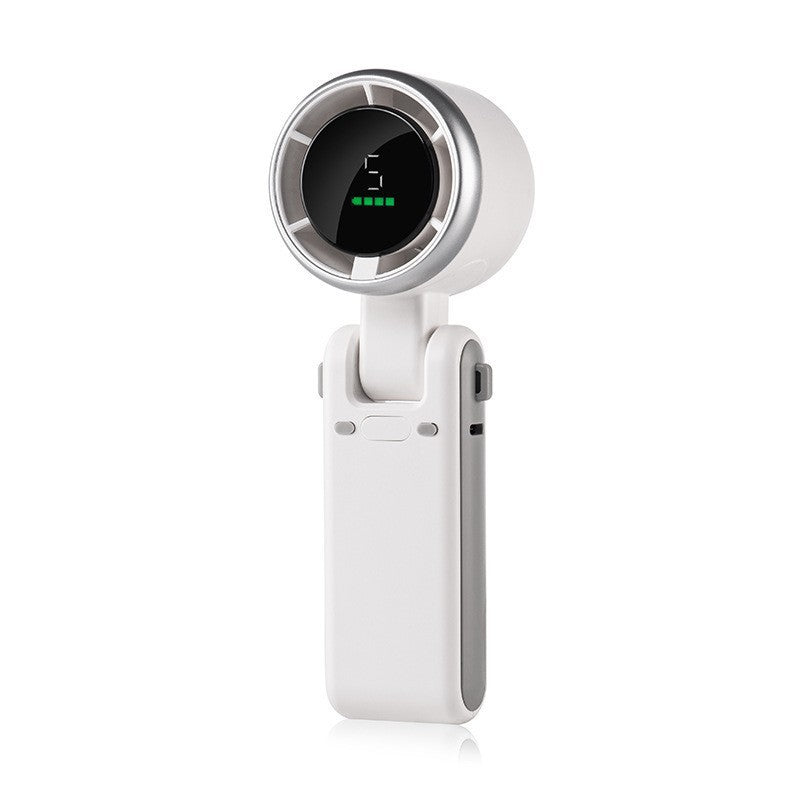 Cooling foldable rechargeable handheld mini fan with digital LED speed display and multi-position stand Bowlift