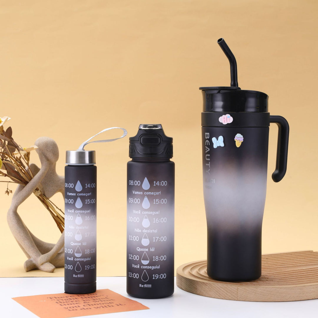 Ladies stylish and practical water bottle with design and time markings Bowlift