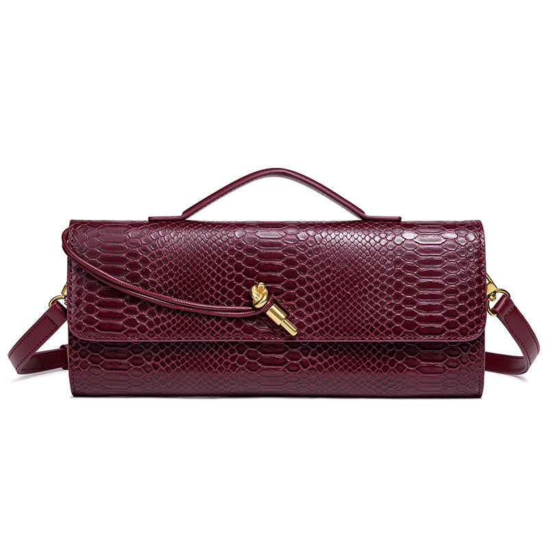 Embossed Snake Print Evening Clutch Bowlift