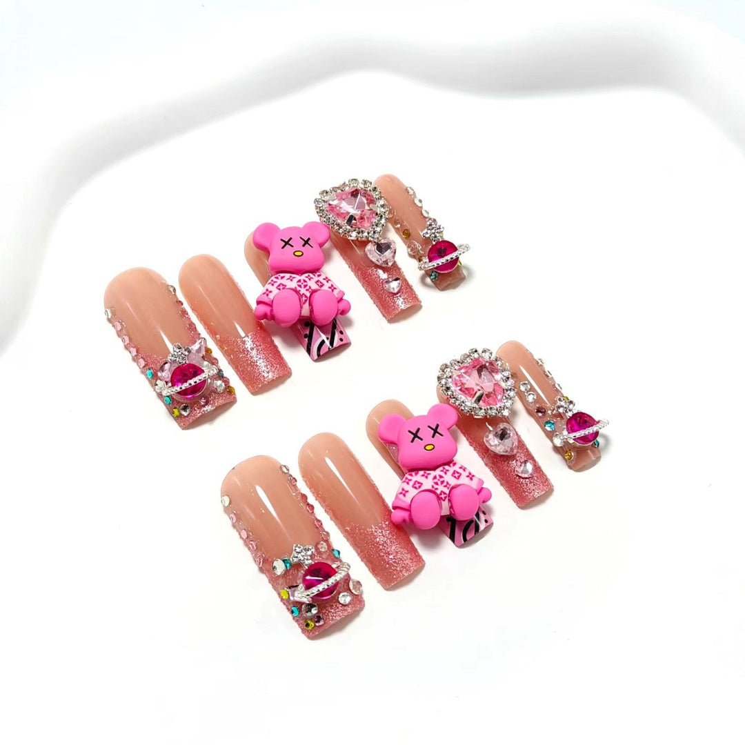 Artificial nails with Romantic Heart Design Bowlift