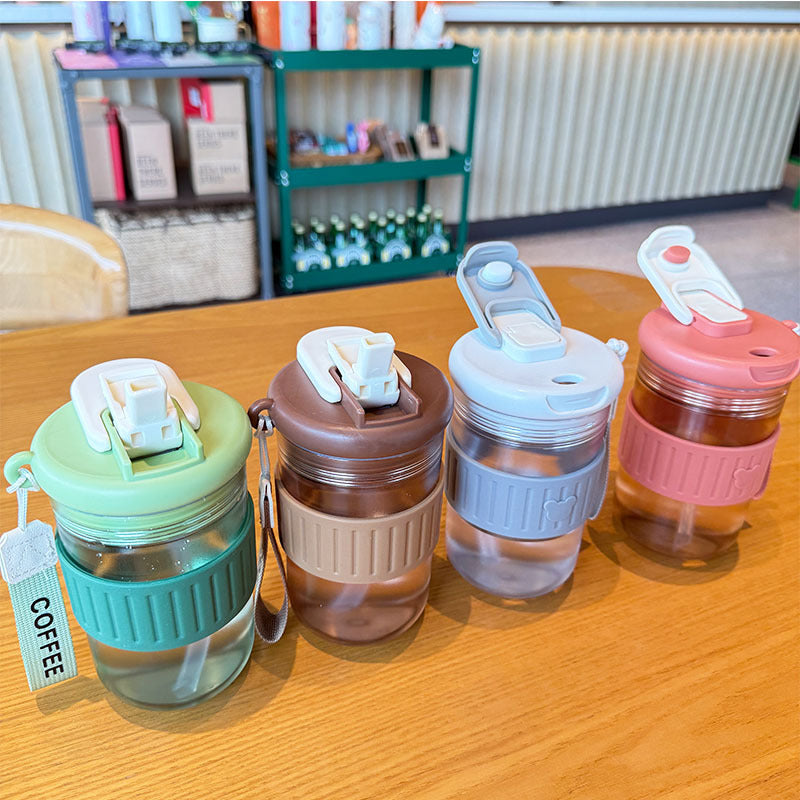Women insulated drinking bottle with non-slip silicone ring and integrated straw Bowlift