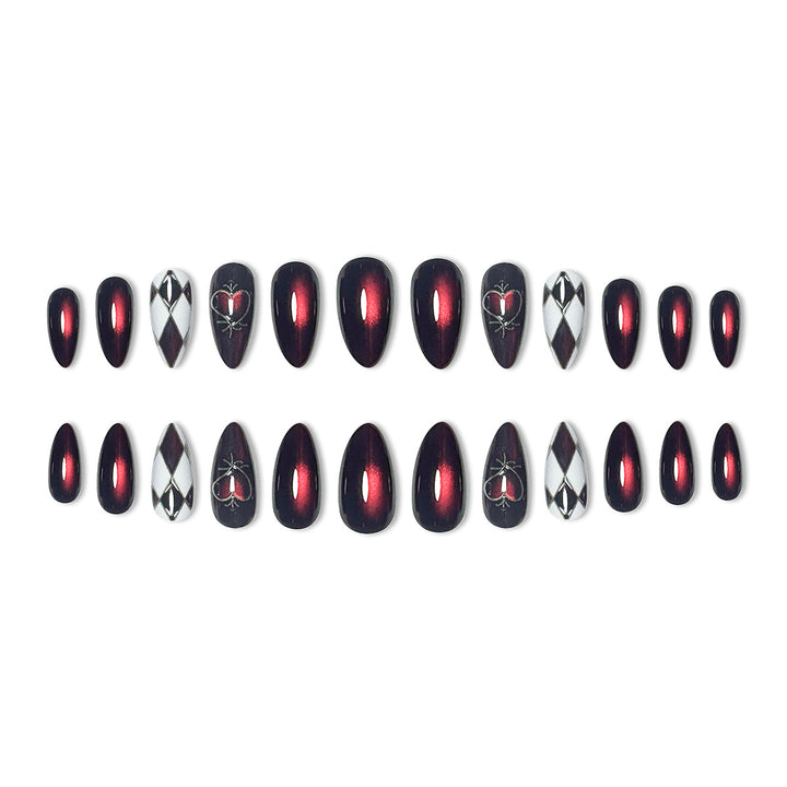 Stiletto Nail Enhancements with Heart Design Bowlift