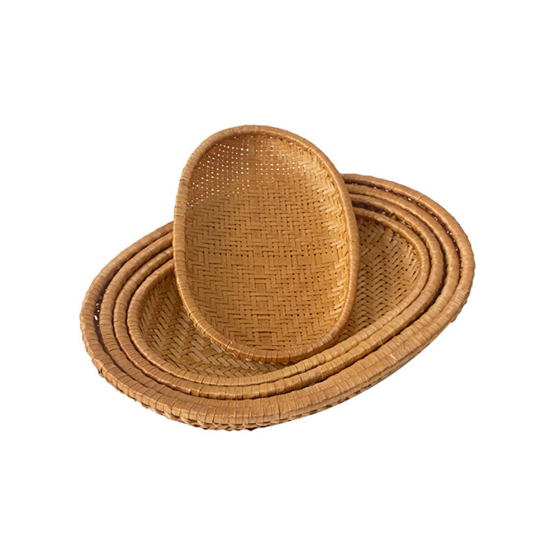 Women oval serving basket made of handwoven natural material Bowlift
