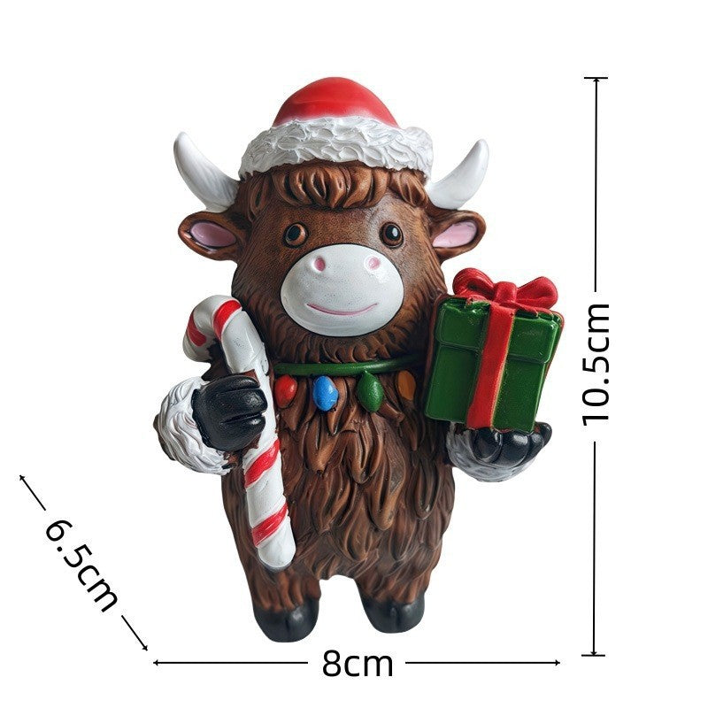 Christmas decoration figure in Highlands cattle design Bowlift